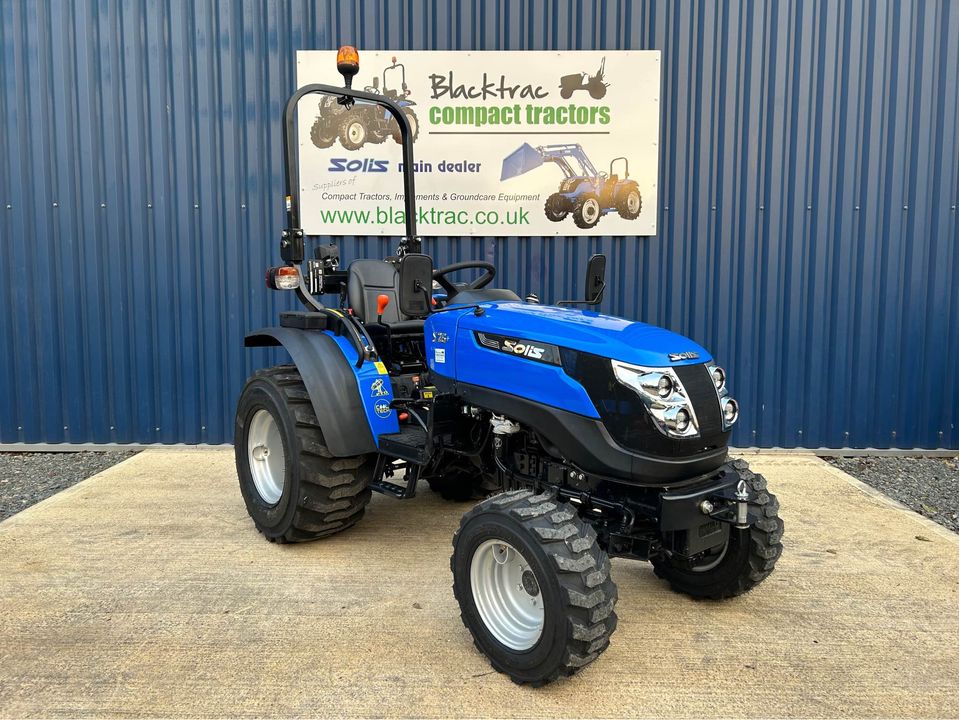 Front view of New Solis 26M (Side Shift) Compact Tractor