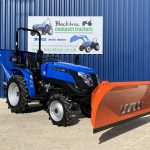 Front view of new Solis 16 4WD Compact Tractor with Snowplough & Gritter