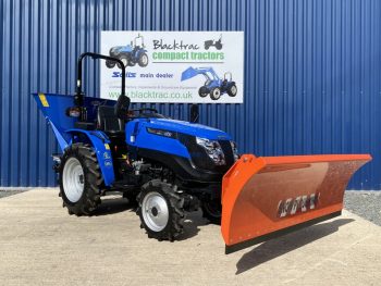 Front view of new Solis 16 4WD Compact Tractor with Snowplough & Gritter