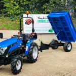 New Solis 20 Compact Tractor with New Oxdale 1.5 Tonne Dropside Tipping Trailer with Extension Mesh Sides