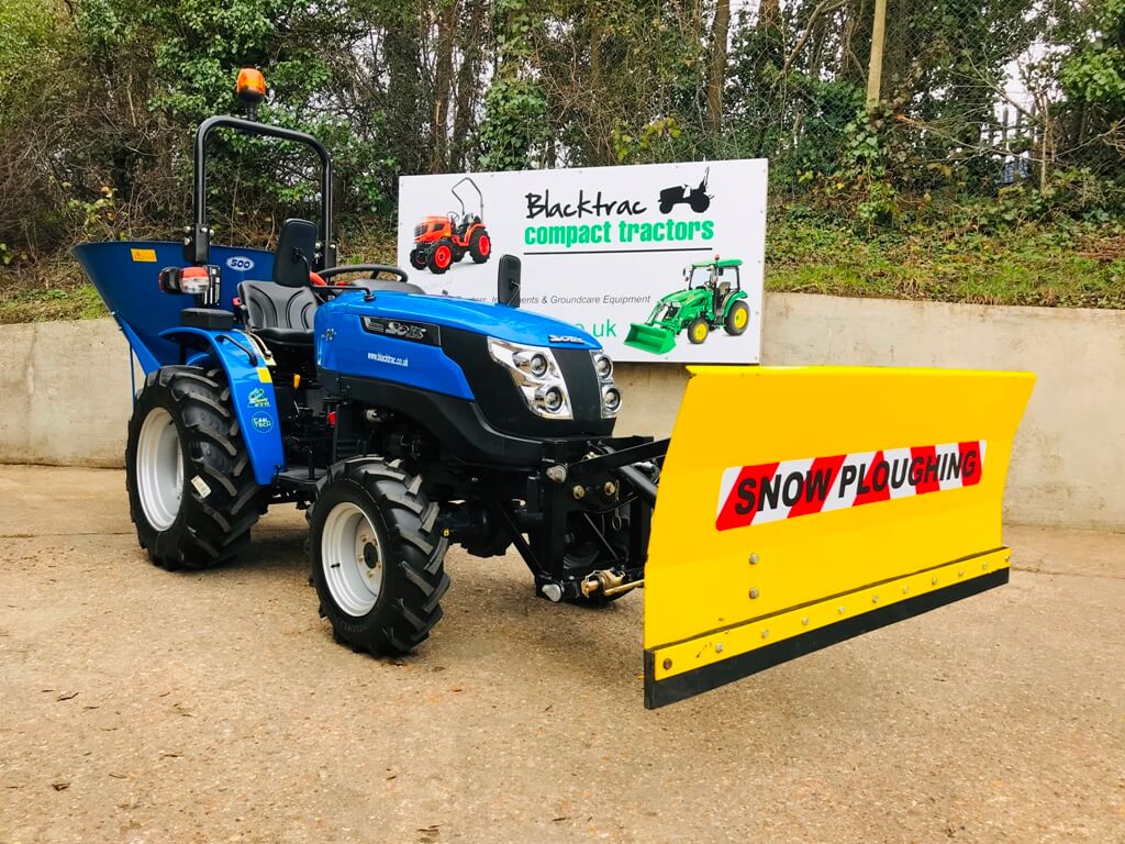 Solis 20 Mounted Snowplough & 500Litre Fleming Grit Blacktrac