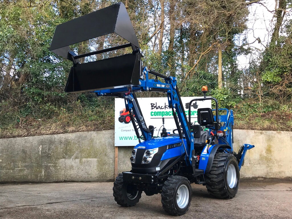 New Solis 26 Compact Tractor with Loader & 41 Bucket and Backhoe Mini