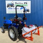 New Maple Spot & Broadcast Sprayer for Compact Tractor shown on the back of a Solis Compact Tractor