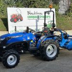 New Solis 26 Compact Tractor with New Maple Machinery Heavy Duty 1.45m Hydraulic Offset Flail Mower (Side view)