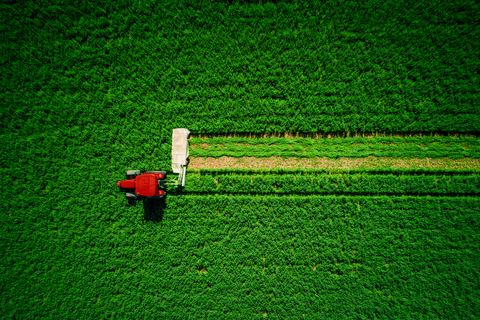 tractor from drone view