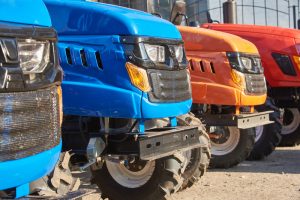 row of small tractors