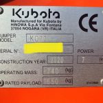 Serial plate of Kubota KC70HVD-4 Diesel High Tip Tracked Dumper