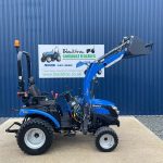 Side view of Solis 26S (Shuttle) 4WD Compact Tractor with Loader & Hydraulic Grab Bucket