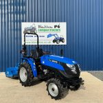 Front view of Solis 16 Compact Tractor with Maple Machinery 105m Heavy Duty Flail Mower