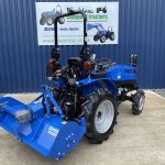 Rear view of Solis 16 4WD Compact Tractor with Flail Mower