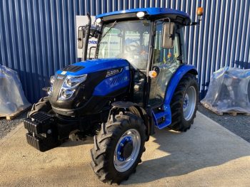 Front view of Solis 50 4WD Tractor with Cab on Agricultural Tyres