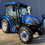 Front view of Solis 50 4WD Tractor with Cab on Agricultural Tyres
