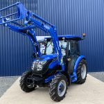 Front view of Solis 50 4WD Compact Tractor with Cab & Solis 5500V Loader & Bucket