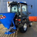 Rear view of Solis 26HST Compact Tractor with Snowplough & Gritter