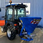 Rear view of Solis 26HST Compact Tractor with Snowplough & Gritter