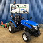 Front view of new Solis 26 Shuttle Compact Tractor with Wessex CMT180 Finishing Mower