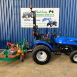 Side view of new Solis 26 Shuttle Compact Tractor with Wessex CMT180 Finishing Mower