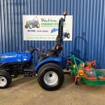 Side view of new Solis 26 Shuttle Compact Tractor with Wessex CMT180 Finishing Mower