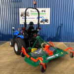Rear view of new Solis 26 Shuttle Compact Tractor with Wessex CMT180 Finishing Mower
