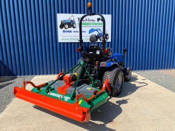 Sports pitch package showing Solis 26HST Compact Tractor with New Wessex CMT180 Finishing Mower