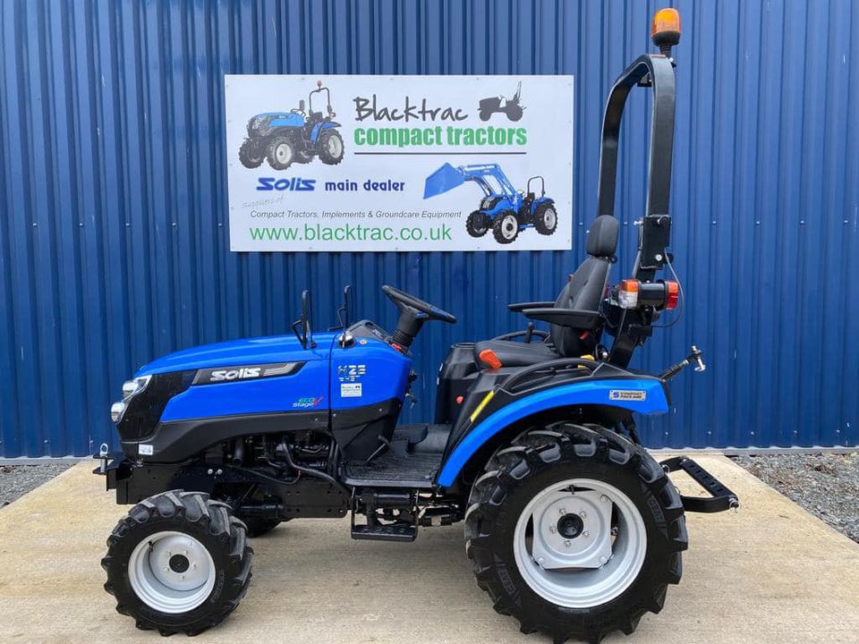 Side view of Solis 26HST Compact Tractor