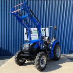 Front view of Solis 50 4WD Compact Tractor with Solis 5500V Loader