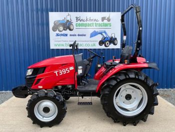 Side view of new TYM T395 4WD Compact Tractor on Agricultural Tyres
