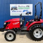 Side view of new TYM T395 4WD Compact Tractor on Industrial Tyres