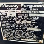 Close up of ROPS plate of Massey Ferguson 240 Compact Tractor