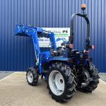 Rear view of of new Solis 40 Shuttle 4WD Compact Tractor with Front Loader raised